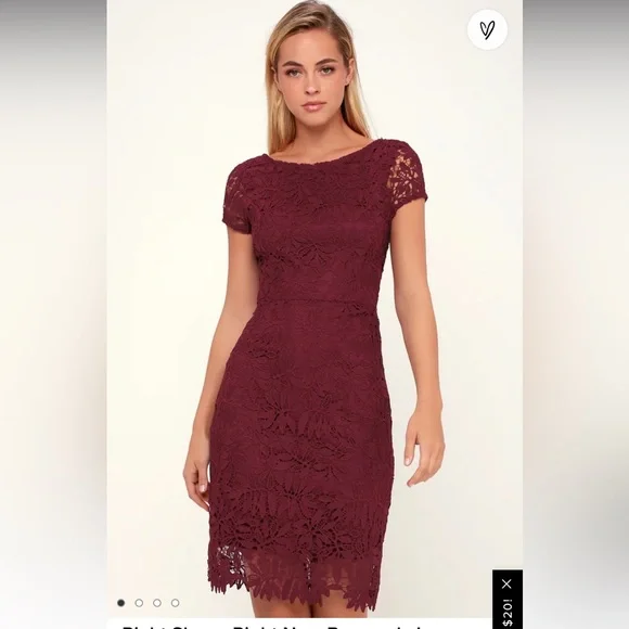 Lulus small burgundy dress right sheer right now wine red - Picture 1 of 7